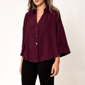 CAMISA MANGA ANCHA BURDEOS