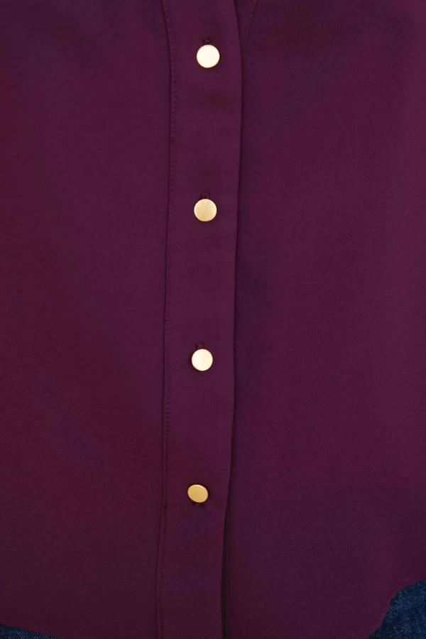 CAMISA MANGA VUELTA BURDEOS - Imagen 4