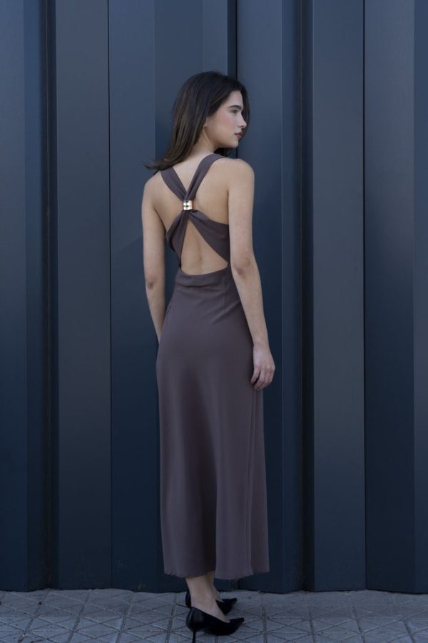 VESTIDO MIDI MARRÓN - Imagen 2