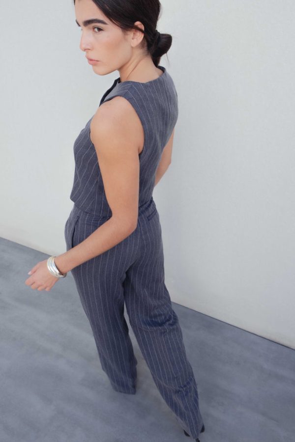 PANTALÓN EFECTO DENIM RAYA DIPLOMÁTICA
