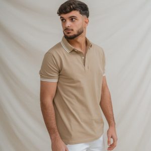 POLO BÁSICO BEIGE PIQUÉ LÍNEA