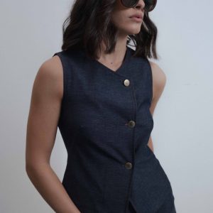 CHALECO CRUZADO EFECTO DENIM