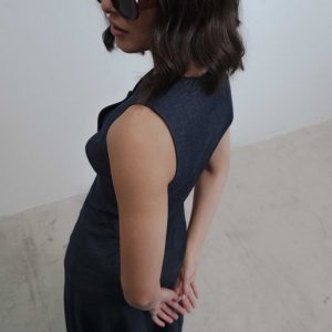 FALDA MIDI EFECTO DENIM