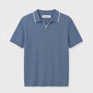 POLO TRICOT NUDOS CELESTE